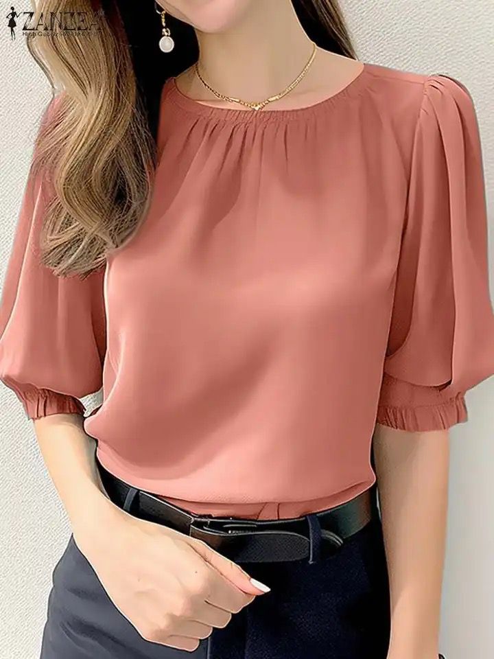 Fashion ZANZEA Women Blouses Half Sleeve Streetwear Shirt 4XL S4646102