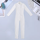 Women Zip Mock Neck White Long Sleeve Ballet Dance Gymnastics Bodysuits 2XL S4963942 - TUZZUT Qatar Online Shopping