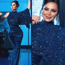 Women's Monochrome Sequin Evening Dress S 31206 - TUZZUT Qatar Online Shopping