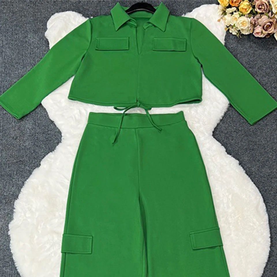 Fashion 2 piece sets women's outfits Casual Solid Lace-up Short Top pant suits M 9849 Fashion 2 piece sets women's outfits Casual Solid Lace-up Short Top pant suits M 9849