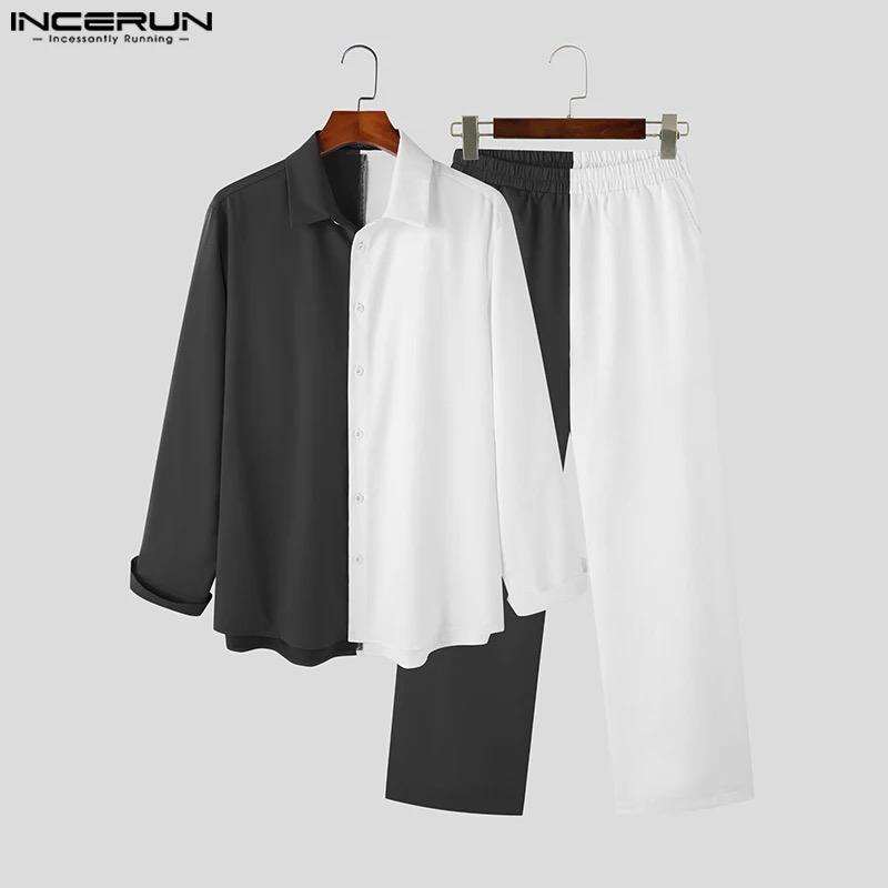 Fashion Men Sets Patchwork Streetwear Lapel Long Sleeve Button Shirt & Pants XL S4968623 Fashion Men Sets Patchwork Streetwear Lapel Long Sleeve Button Shirt & Pants XL S4968623