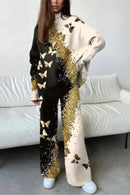 Tops And Wide Leg Pants Suit Elegant Lady Two Piece Set Tracksuits S2072190 - TUZZUT Qatar Online Shopping