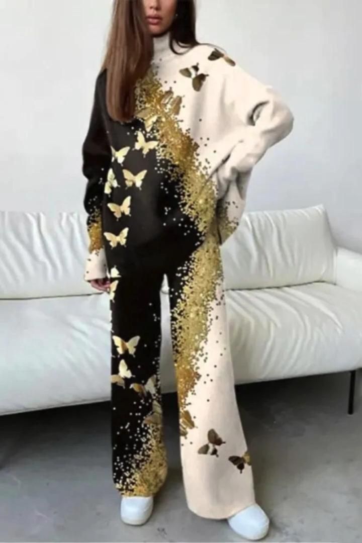 Tops And Wide Leg Pants Suit Elegant Lady Two Piece Set Tracksuits S2072190 Tops And Wide Leg Pants Suit Elegant Lady Two Piece Set Tracksuits S2072190