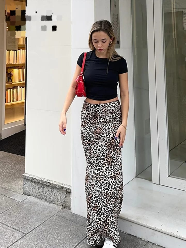 Summer Leopard Print Straight Skirt Women 4XL S4817724