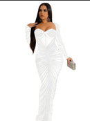 Women's Open Back Sequin Maxi Dress 2XL S4975682 - TUZZUT Qatar Online Shopping