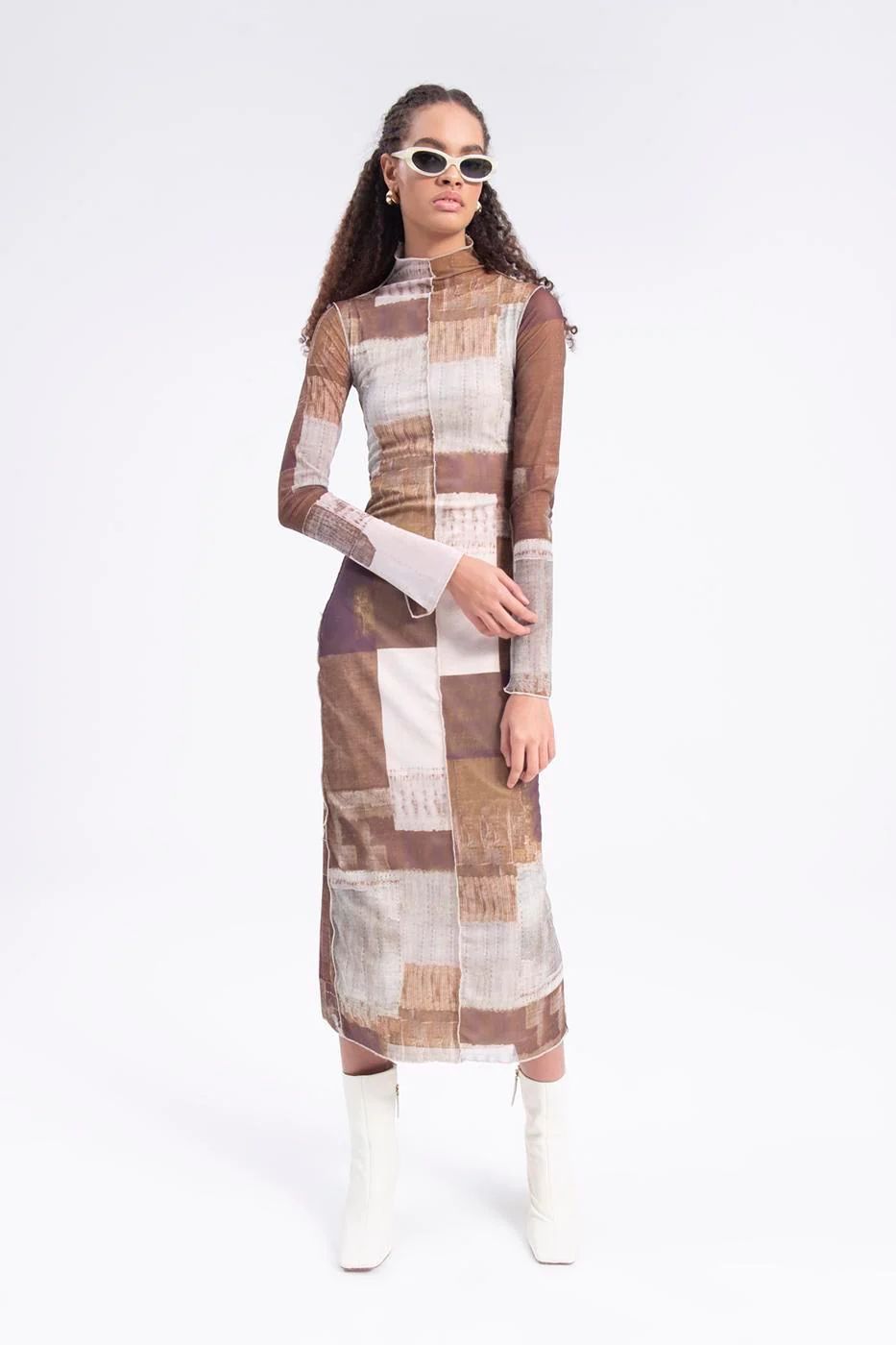 Stand Neck Midi Tulle Dress S S5045929 Stand Neck Midi Tulle Dress S S5045929