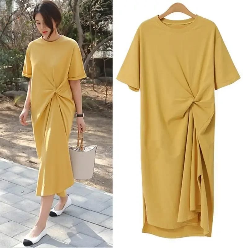 Original Solid Color Irregularity Pleats Midi Dress M 84298 Original Solid Color Irregularity Pleats Midi Dress M 84298