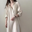 Women's Style Cotton Linen Midi Dress XL 6195 - TUZZUT Qatar Online Shopping
