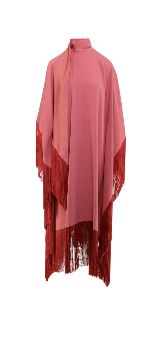 Ross High-neck Fringed Crepe Kaftan Dress In Pink S 070416093