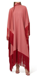 Ross High-neck Fringed Crepe Kaftan Dress In Pink 070416093 - TUZZUT Qatar Online Shopping