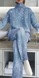 Oversized Turtleneck Tops Loose Long Trousers Set L 070163263 - TUZZUT Qatar Online Shopping