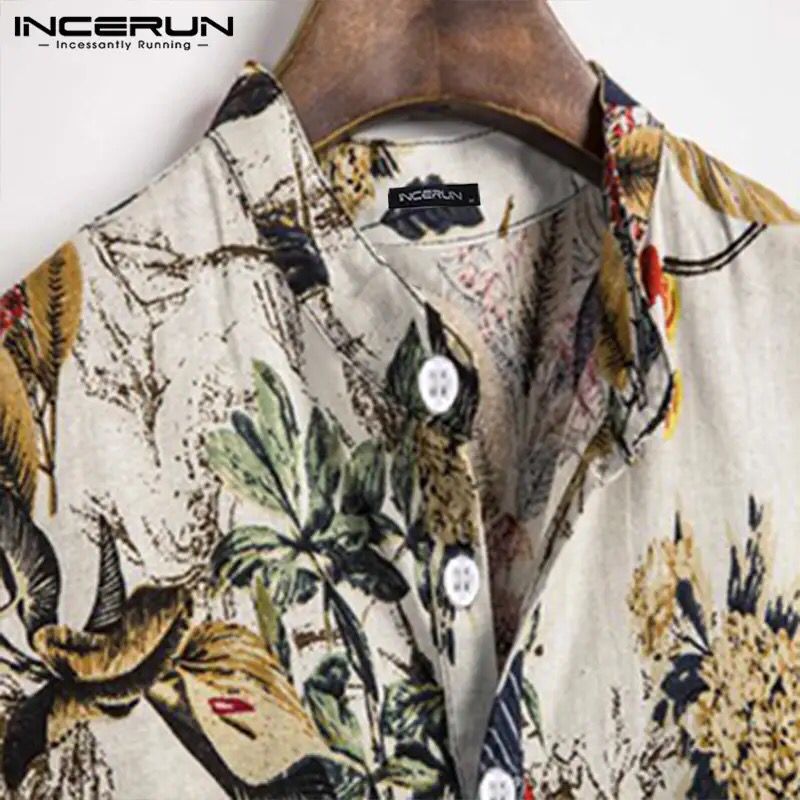 INCERUN Men Hawaiian Shirt Printing Short Sleeve 2XL S4095251