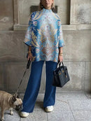 Tops And Wide Leg Pants Suit Elegant Lady Two Piece Set Tracksuits S2072190 - TUZZUT Qatar Online Shopping