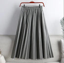 Elegant Solid Pleated Women Mi-Long Skirts L 59052 - TUZZUT Qatar Online Shopping