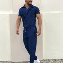 New Cotton European and American Men's trousers casual one-piece suits belted uniforms uniforms overalls men's jumpsuit S3187161 - TUZZUT Qatar Online Shopping