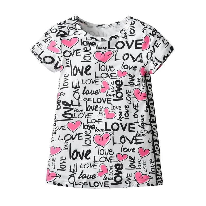 Toddler Girl Letter Heart Print Short-sleeve Dress 4-5Y X5036934
