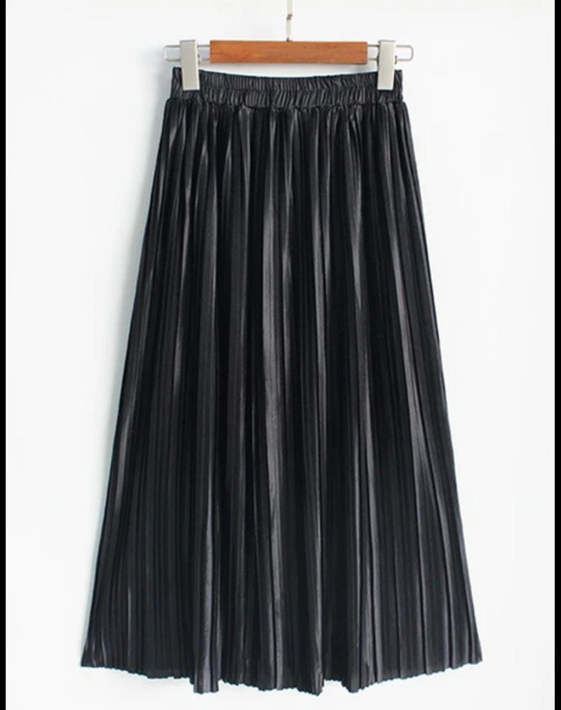 Elegant Solid Pleated Women Mi-Long Skirts L 59052