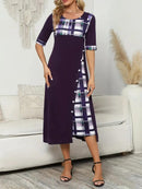 Vintage Crew Neck Short Sleeve Dress M 30879 - TUZZUT Qatar Online Shopping