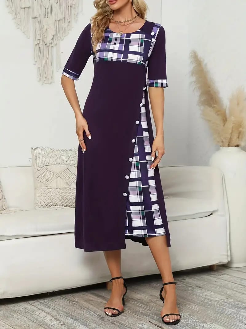 Vintage Crew Neck Short Sleeve Dress M 30879 Vintage Crew Neck Short Sleeve Dress M 30879
