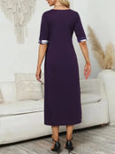 Vintage Crew Neck Short Sleeve Dress M 30879 - TUZZUT Qatar Online Shopping