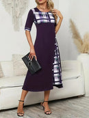 Vintage Crew Neck Short Sleeve Dress M 30879 - TUZZUT Qatar Online Shopping