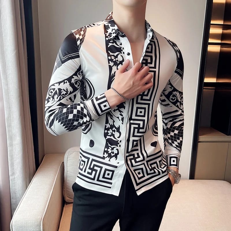 Luxury Long Sleeve Men's Baroque Shirts 3XL S4222567
