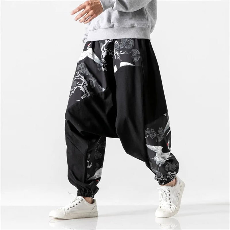 Loose Cross Pants Men's Chinese Style 5XL S1883120