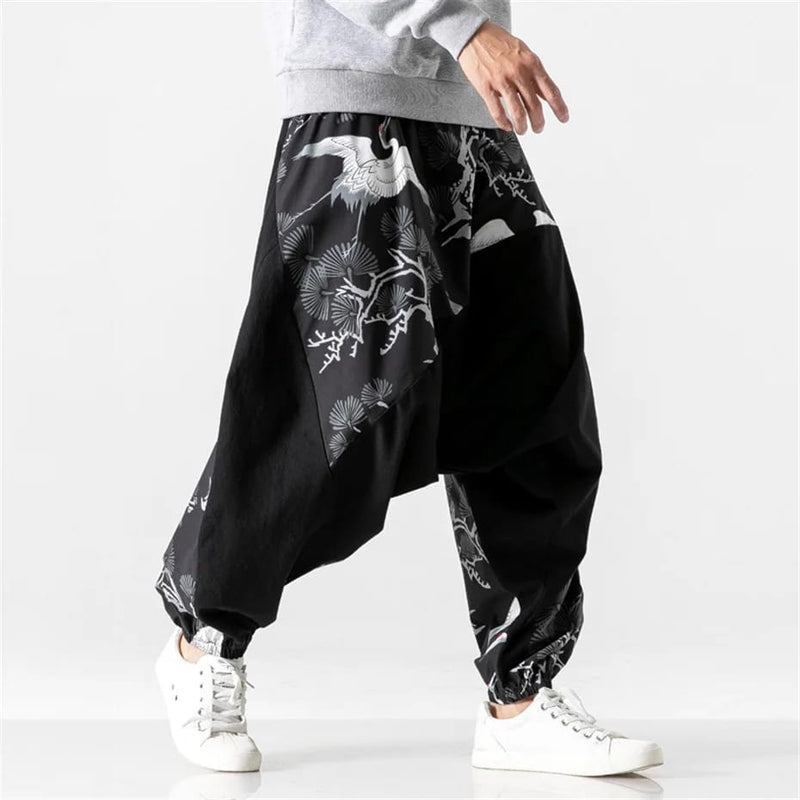 Loose Cross Pants Men's Chinese Style 5XL S1883120
