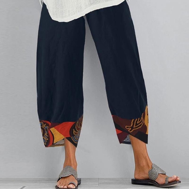 Cotton Linen Vintage Women Pants 5XL S4099096
