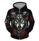 Men and Women 3D Wolf Printed Zipper Hoodie L S0874123 - TUZZUT Qatar Online Shopping