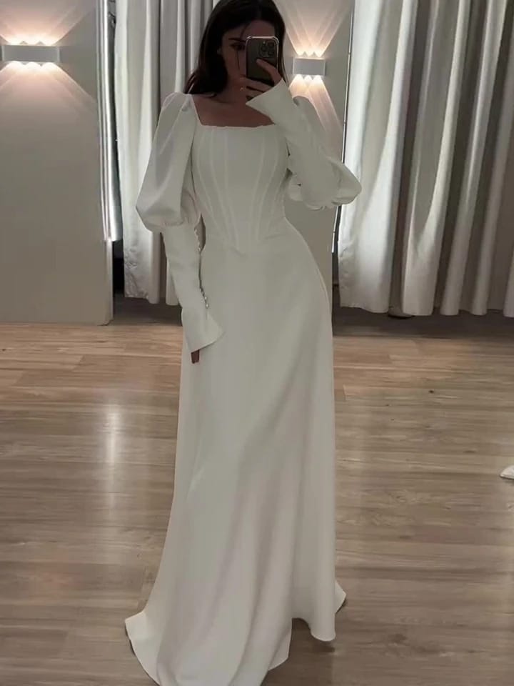 Women Square Neck Long Sleeve Kaftan Dress 67423 (136426) Women Square Neck Long Sleeve Kaftan Dress 67423 (136426)