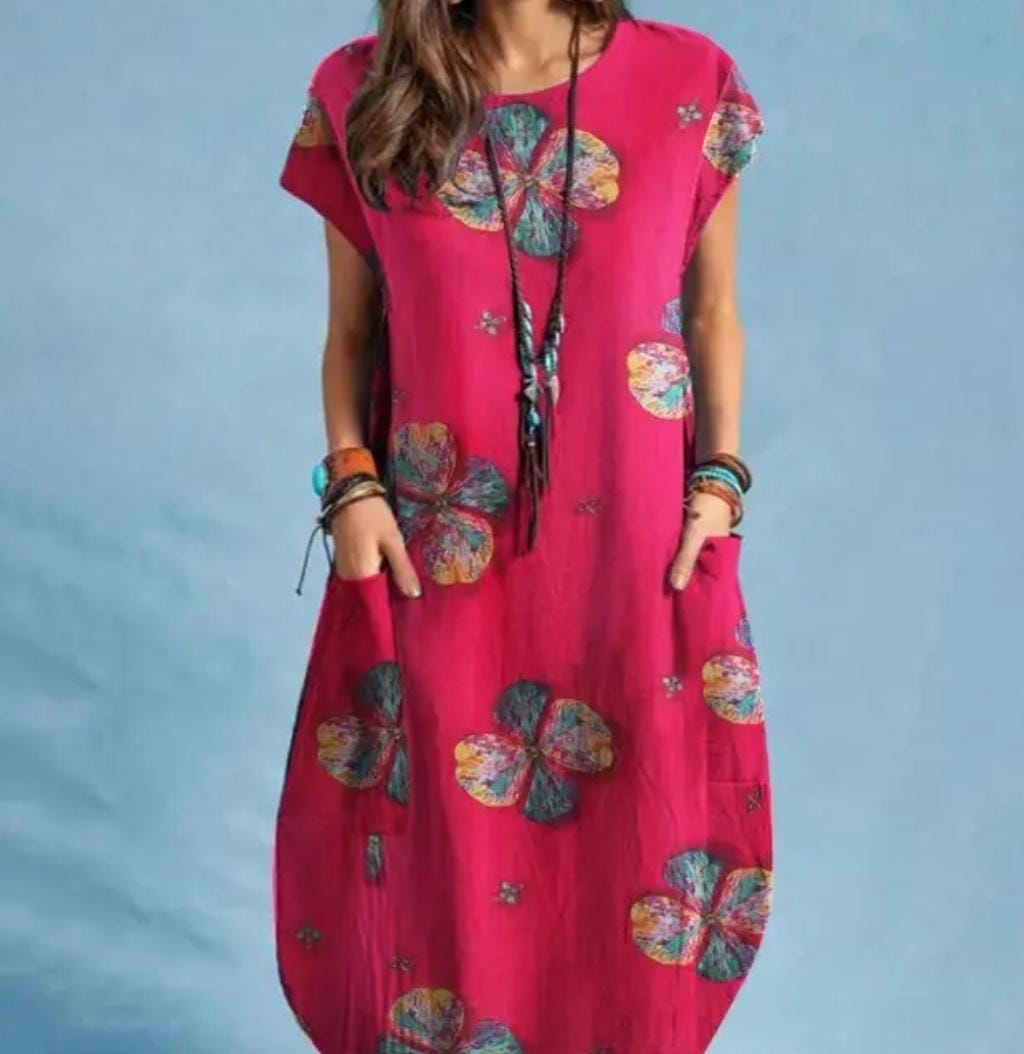 Vintage Elegant Women's Dress O-Neck Short Sleeve Floral Print Mid Dress S4585763 Vintage Elegant Women's Dress O-Neck Short Sleeve Floral Print Mid Dress S4585763