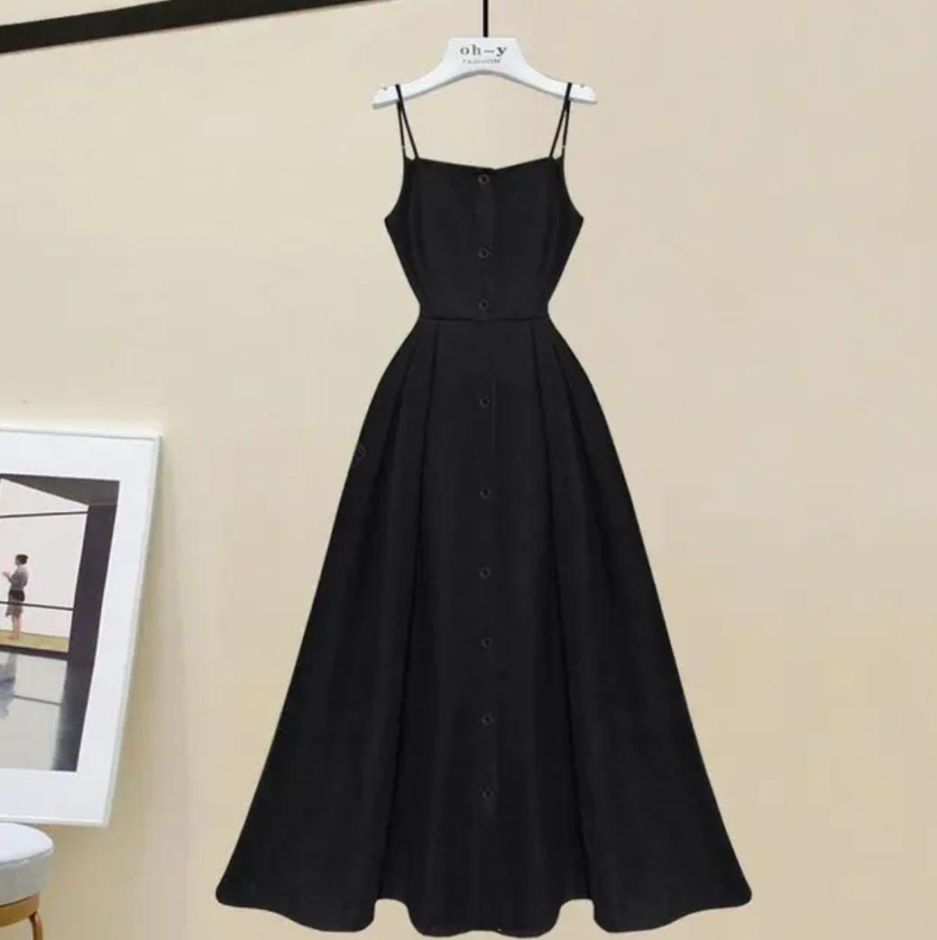 Women's Sleeveless Button-down Mid-length Skirt 58690