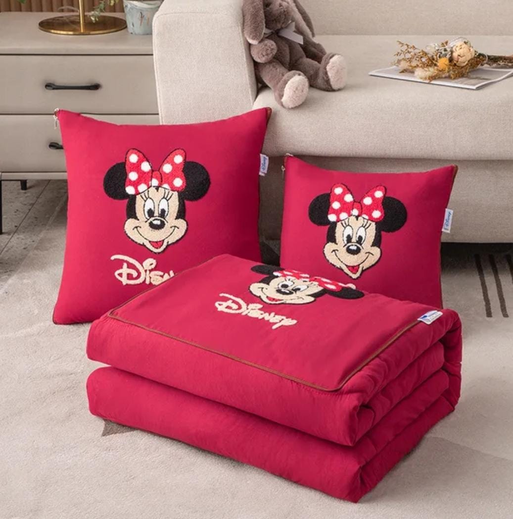 Character Embroidered 2 in 1 Travel Blanket Folding Pillow Character Embroidered 2 in 1 Travel Blanket Folding Pillow