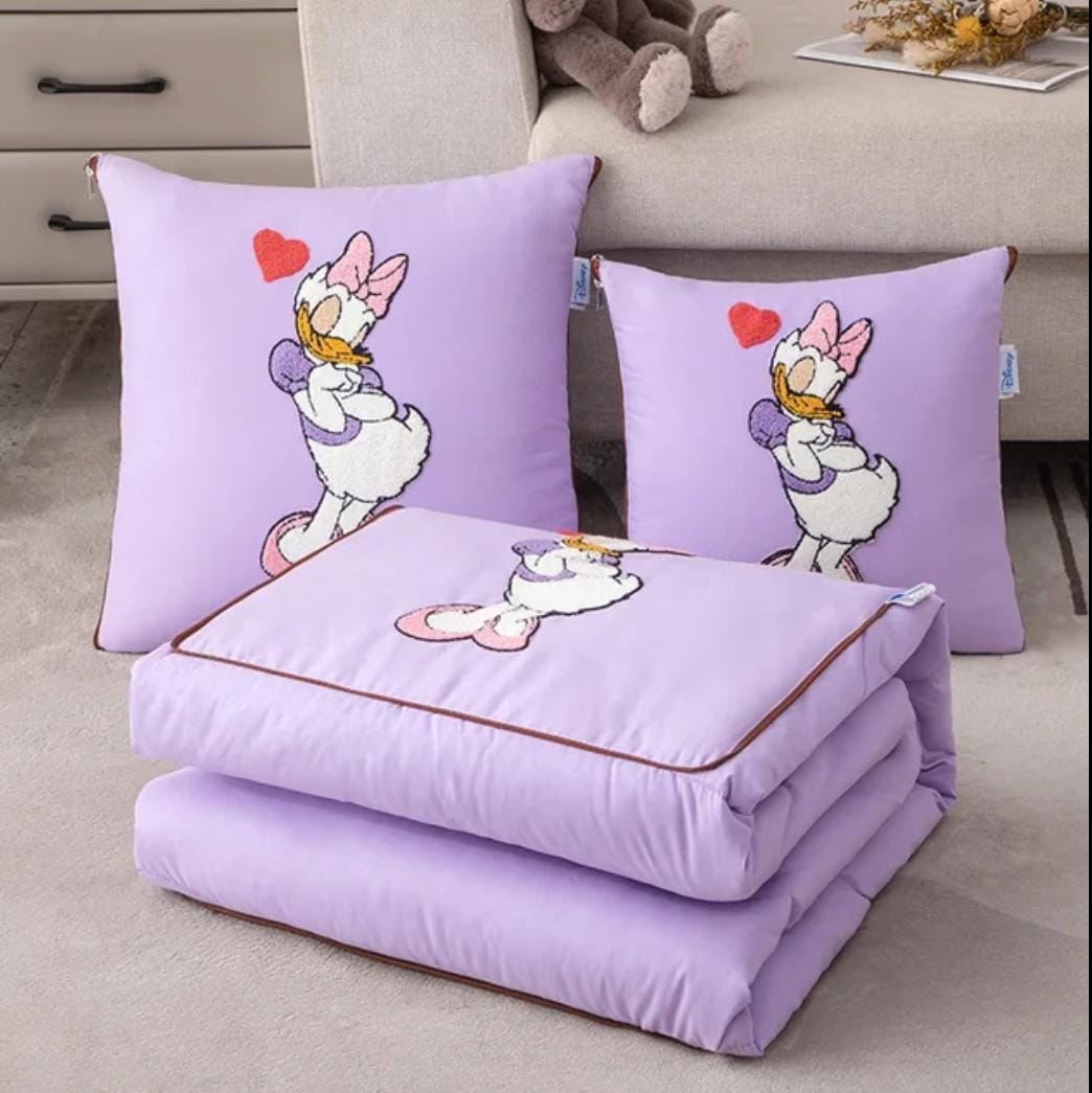 Character Embroidered 2 in 1 Travel Blanket Folding Pillow Character Embroidered 2 in 1 Travel Blanket Folding Pillow