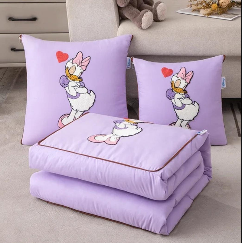 Character Embroidered 2 in 1 Travel Blanket Folding Pillow
