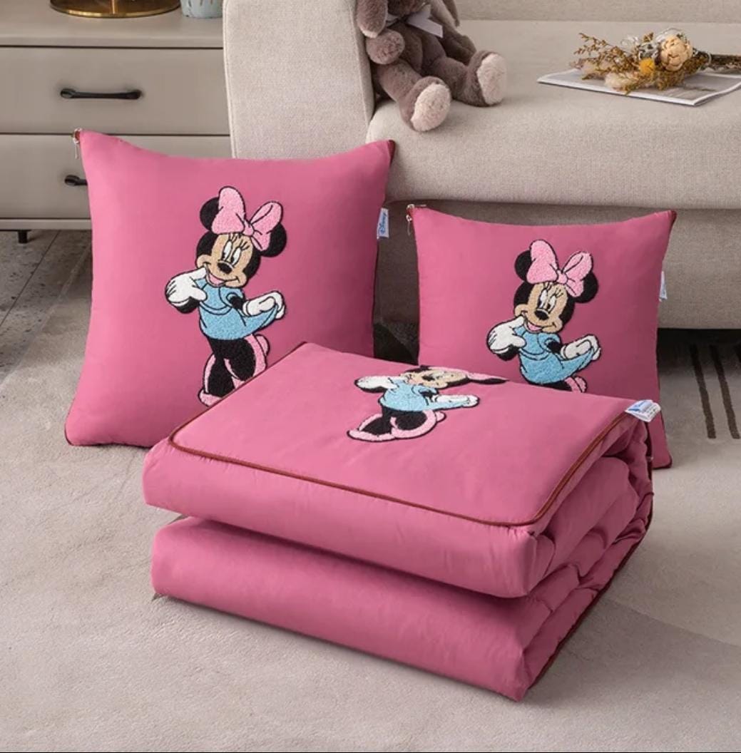 Character Embroidered 2 in 1 Travel Blanket Folding Pillow Character Embroidered 2 in 1 Travel Blanket Folding Pillow