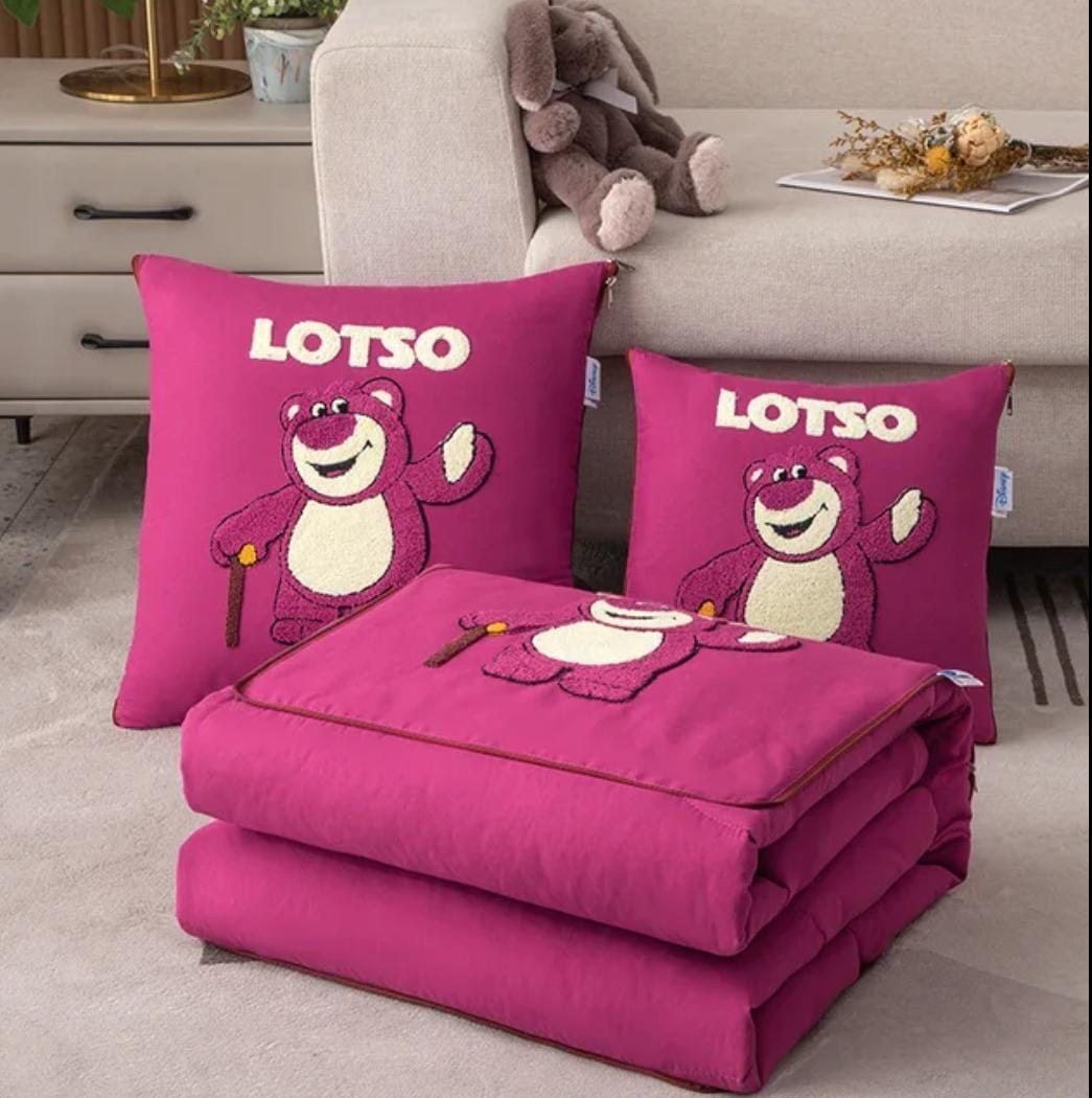 Character Embroidered 2 in 1 Travel Blanket Folding Pillow Character Embroidered 2 in 1 Travel Blanket Folding Pillow