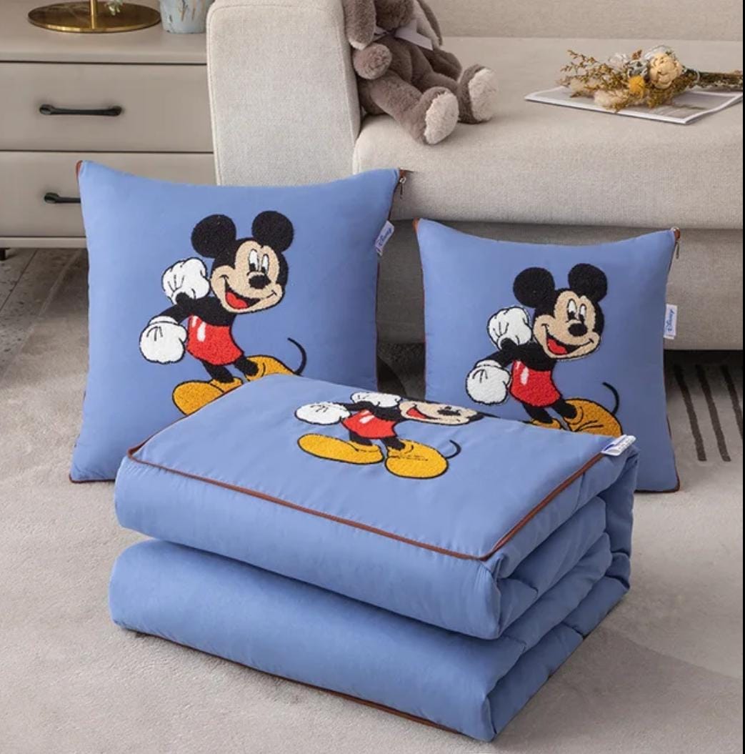 Character Embroidered 2 in 1 Travel Blanket Folding Pillow Character Embroidered 2 in 1 Travel Blanket Folding Pillow