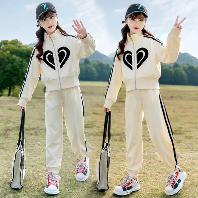 New Girls Sports Suits Set Zipper Jacket and Pants L B-170338