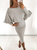 Temperament Women's Off-Shoulder Knitted Suit B-164555 - TUZZUT Qatar Online Shopping