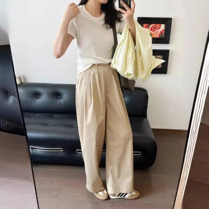 Casual Beige Shorts Wide Leg Pants For Women 45797 Casual Beige Shorts Wide Leg Pants For Women 45797