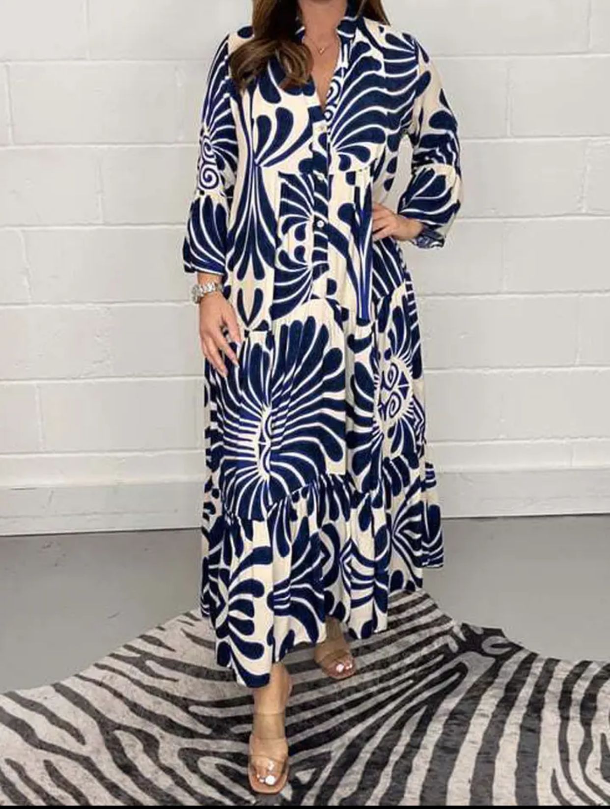Fall Women's Printed Loose Casual Dresses B-88674 Fall Women's Printed Loose Casual Dresses B-88674