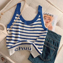 Cool Striped Vest Women Ice Silk Knitted Tank Tops S4924833 - TUZZUT Qatar Online Shopping