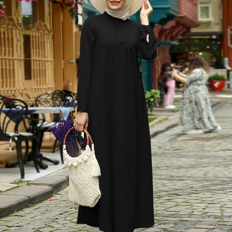 ZANZEA Muslim Solid Color Kaftan Dress 4XL S4515164