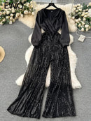 Women's embroidered wide leg jumpsuit L B-307924 - TUZZUT Qatar Online Shopping