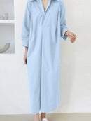 ZANZEA Women's 3/4 Sleeve Loose V-Neck Long Shirt Dress XL S4412617 - TUZZUT Qatar Online Shopping