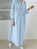 ZANZEA Women's 3/4 Sleeve Loose V-Neck Long Shirt Dress XL S4412617 - TUZZUT Qatar Online Shopping