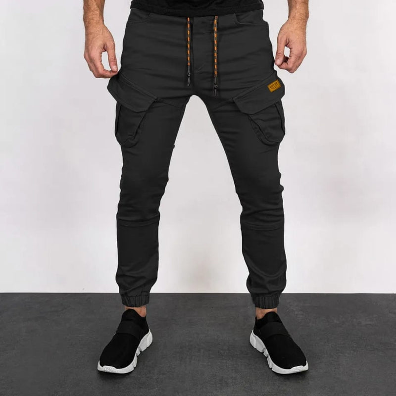 Men's Cotton Cargo Pants High Waist Elastic Simple Solid Color Trousers M S6548120
