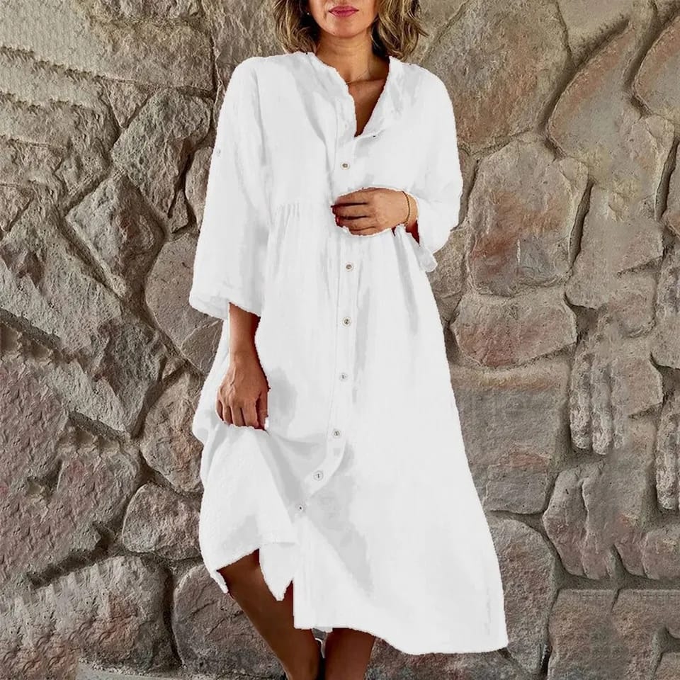 Women's 3/4 Sleeve Shirt Dress 001480039 Women's 3/4 Sleeve Shirt Dress 001480039